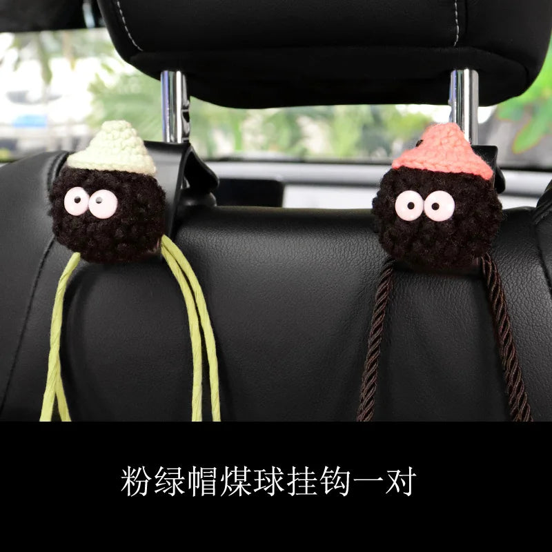 2PCS Cute Cartoon Ball Toy Car Seat Back Hooks Storage Vehicle Headrest Interior