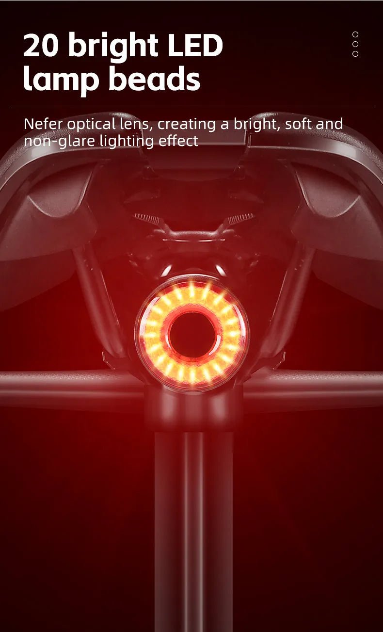 WEST BIKING Bike Tail Light Smart Sensing MTB Road Bike Rear Light  IPX6 Waterproof Type-C Charging Taillight Cycling Accessory