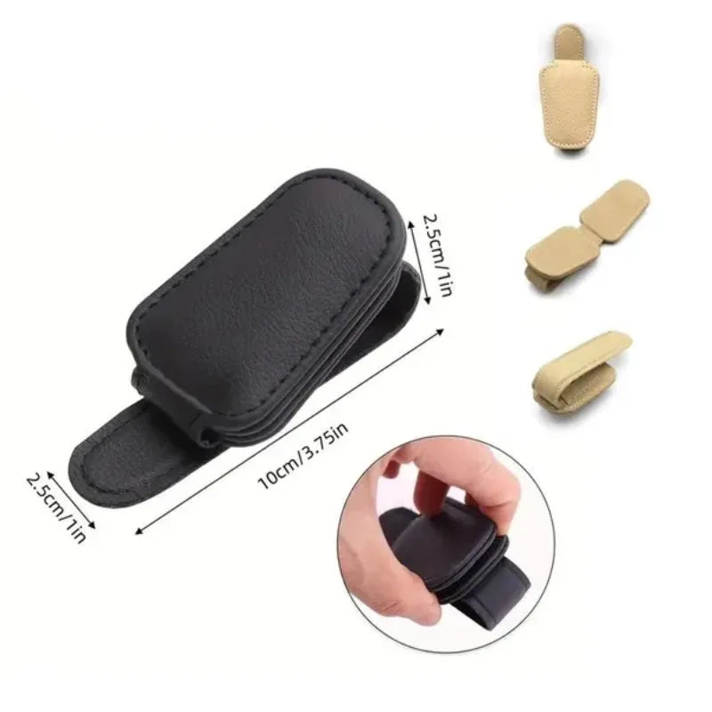 Car Sun Visor Glasses Case Holder Sunglasses Clip Ticket Card Multifunction