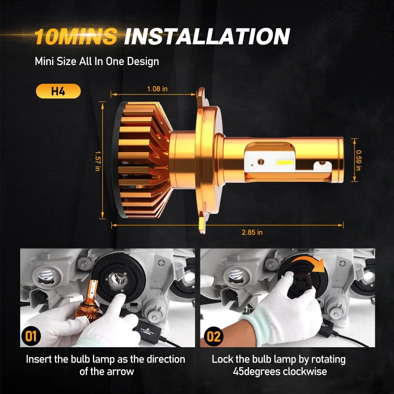 H4 H7 Car LED Headlight Bulbs Gold Series F-F2 H11 9005 9006 880 881 Car Fog Light LED Bulbs Driving Running Lamps