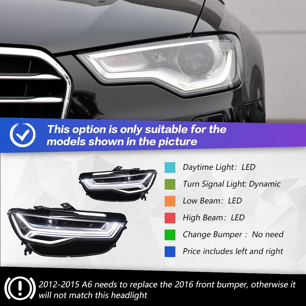 AKD Car Styling for A6 Headlights 2012-2018 Upgrade A6L All LED Headlight DRL Head Lamp Dynamic Singal High Low Beam Accessories