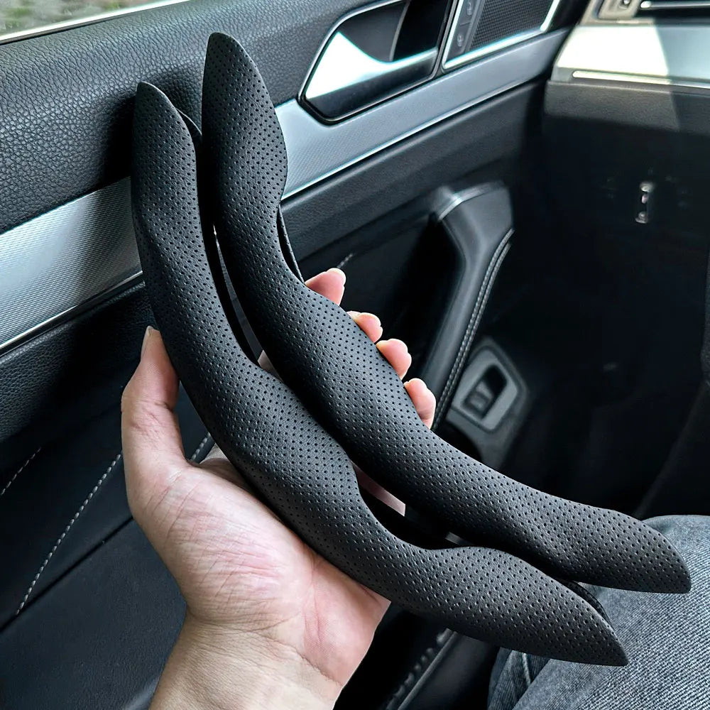2 PCS Universal Round Car Steering Wheel Cover Carbon Fiber