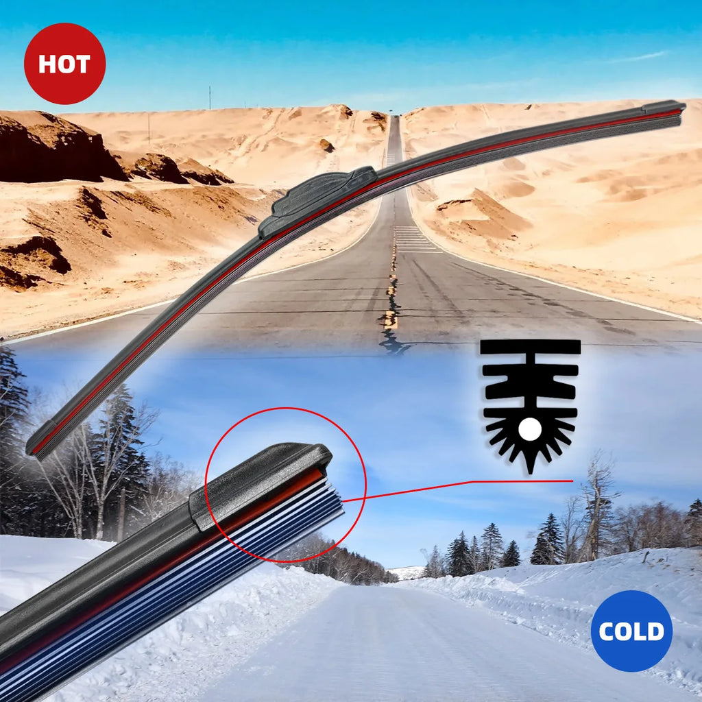 Car Front Windshield Wiper Blade 11 Layer Rubber Strip J/U-Shaped Premium Automotive Accessory
