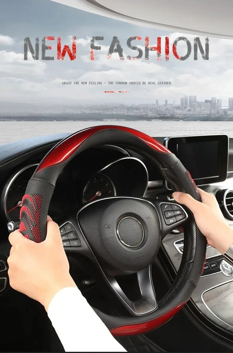 Three-dimensional Honeycomb Steering Wheel Cover Durable Leather Cover