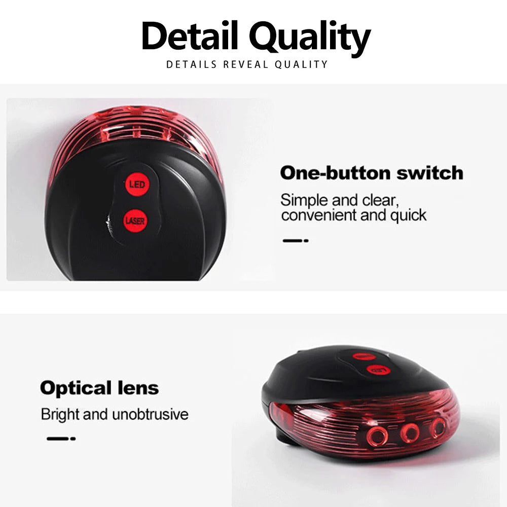 5 LED Bicycle Tail Lamp Night Riding Red Safety Warning Light Bike Tail Light Waterproof Outdoor Cycling Taillights