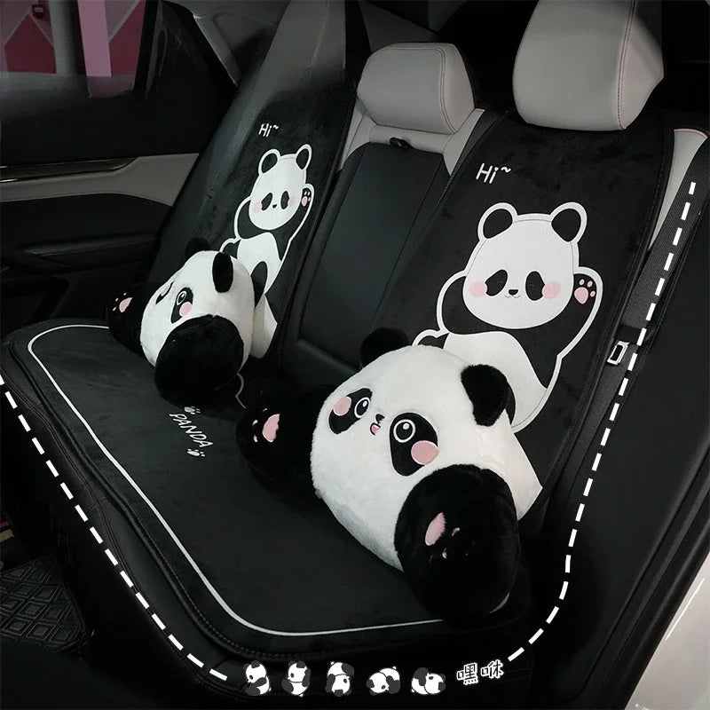 Car Headrest Neck Protection Pillow Cute Plush Panda Backrest in the Lumbar