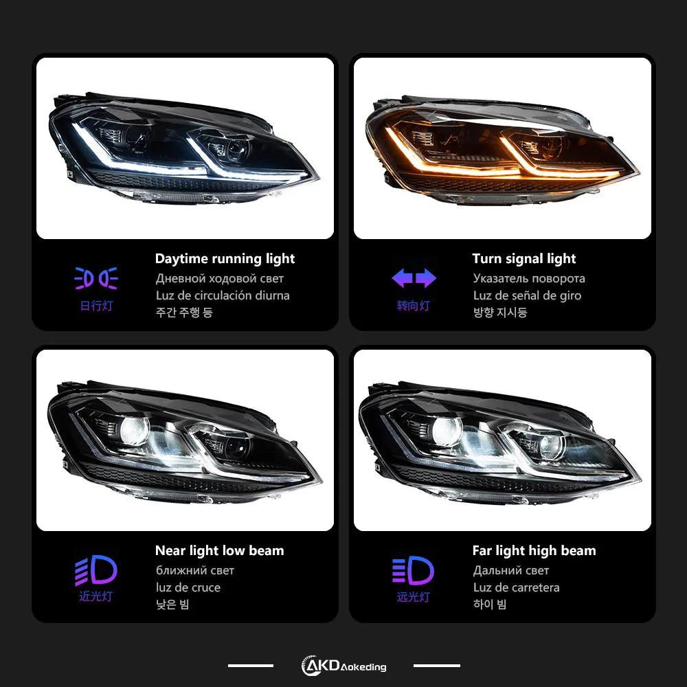 AKD Car Styling for VW Golf 7 MK7 LED Headlight 2013-2016 Golf7 DRL Dynamic Signal Head Lamp Projector Automotive Accessories