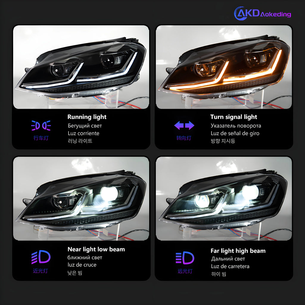 Headlights For VW Golf 7 MK7 Gti LED 2013-2017 Golf 7 Head Lamp Car Styling DRL Signal Projector Lens Auto Accessories Front