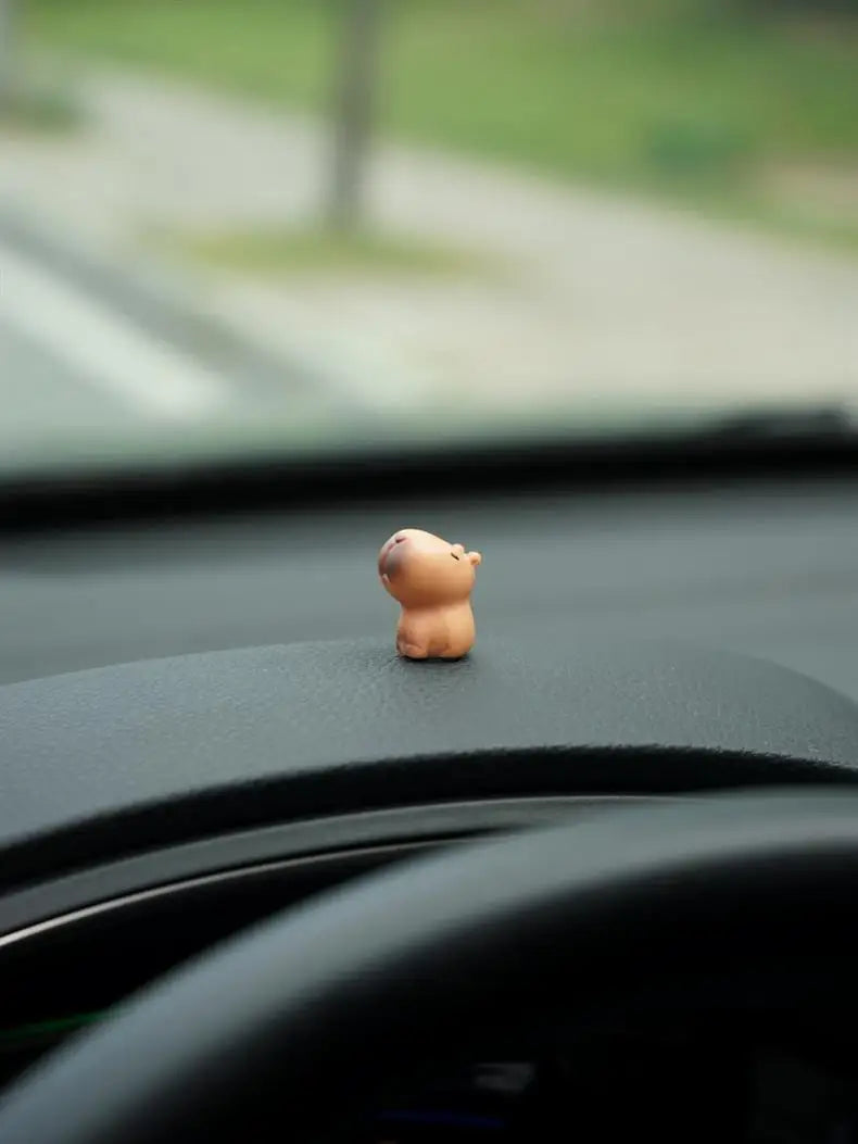 Cute Cartoon Capybara With Duck Mini Car Dashboard Ornament No Eating Colleagues Premium Automotive Accessory