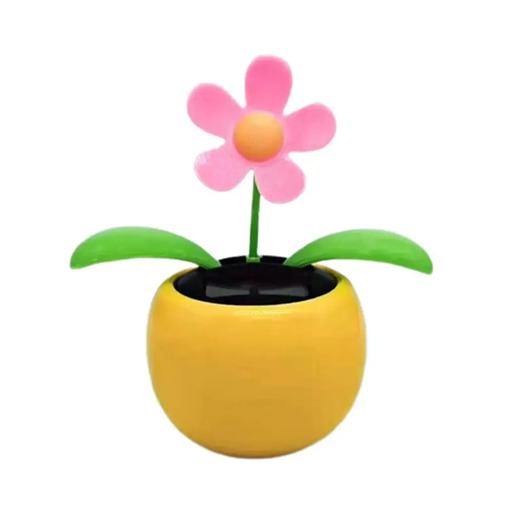 Solar Toy Sunflower Ornaments Dancing Flowers Powered Car Dashboard Automatic Premium Automotive Accessory
