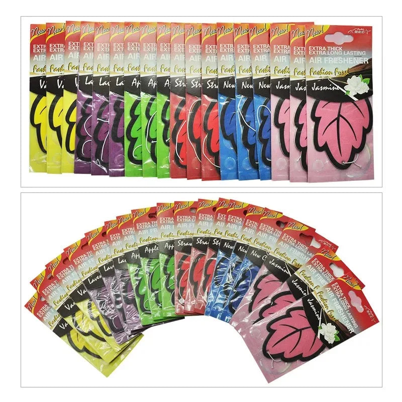 3-60pcs Car Air Freshener Natural Scented Tea Paper Auto Hanging Vanilla Perfume