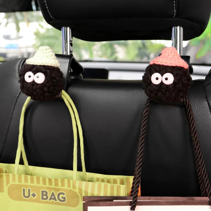 2PCS Cute Cartoon Ball Toy Car Seat Back Hooks Storage Vehicle Headrest Interior