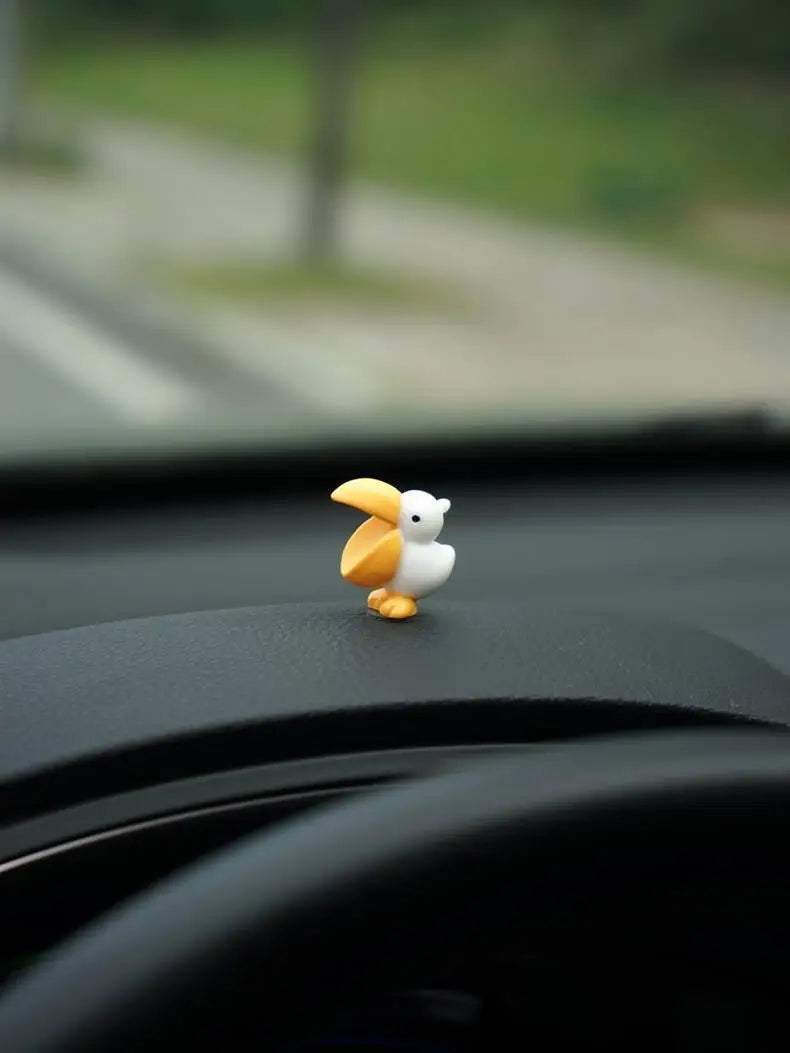 Cute Cartoon Capybara With Duck Mini Car Dashboard Ornament No Eating Colleagues Premium Automotive Accessory