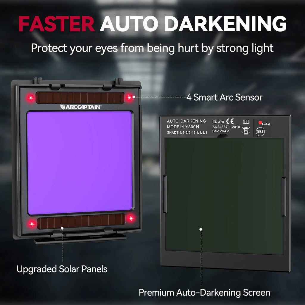 Welding Helmet ARCCAPTAIN  Auto Darkening Solar Powered True Color Welding Hood 1/1/1/1 Welder Mask For MMA MIG TIG Cutting
