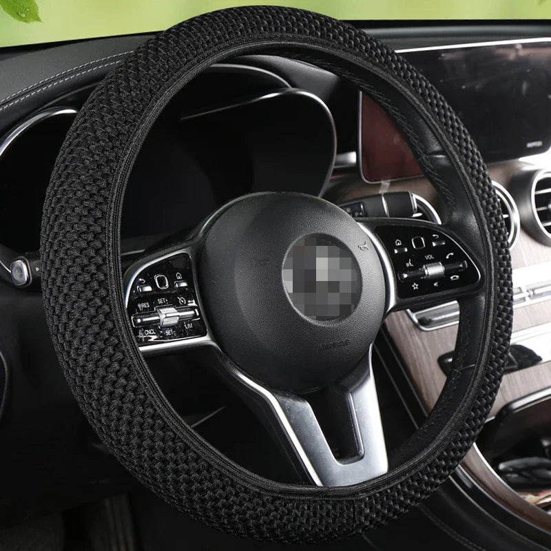 Car Steering Wheel Cover Skidproof 38cm Durable Fabric Elastic Steering Wheel