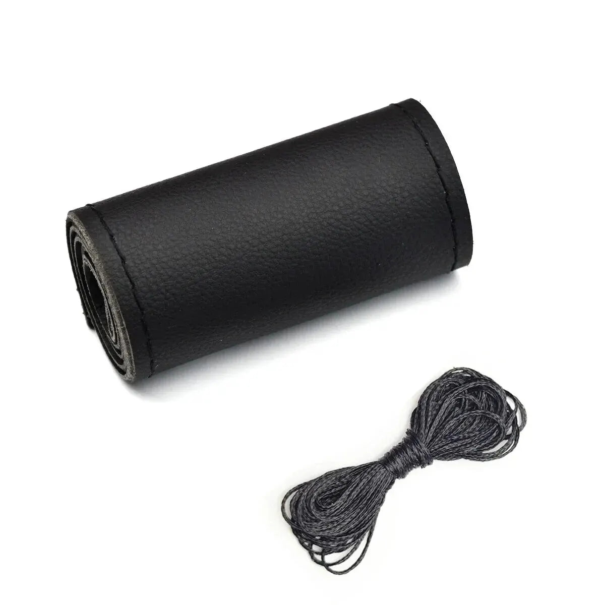 Universal Leather Car Steering Wheel Stitch On Wrap Cover Fit for 38cm 14" DIY