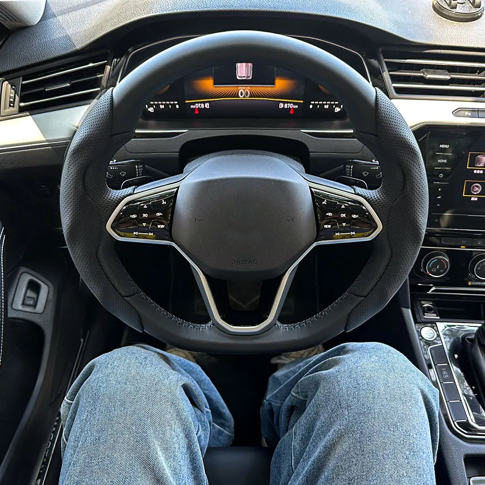 2 PCS Universal Round Car Steering Wheel Cover Carbon Fiber