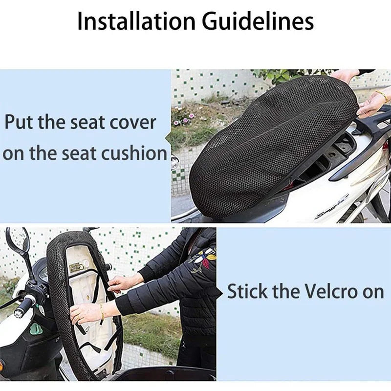 1 Pc Large Motorcycle Seat Cover Anti-Slip 3D Mesh Fabric Breathable Waterproof