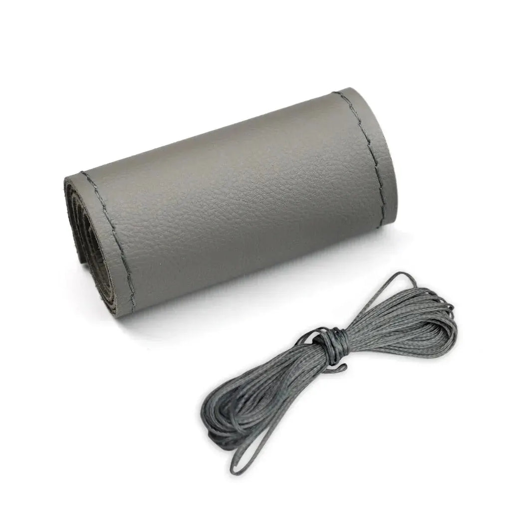 Universal Leather Car Steering Wheel Stitch On Wrap Cover Fit for 38cm 14" DIY