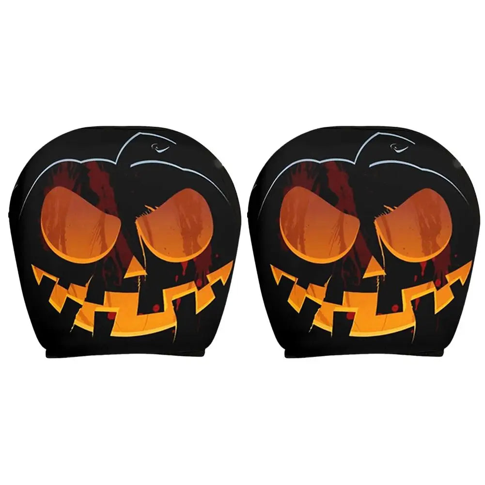1 Pair Universal Funny Car Headrest Cover Decor Big-eyed Cartoon Print Interior