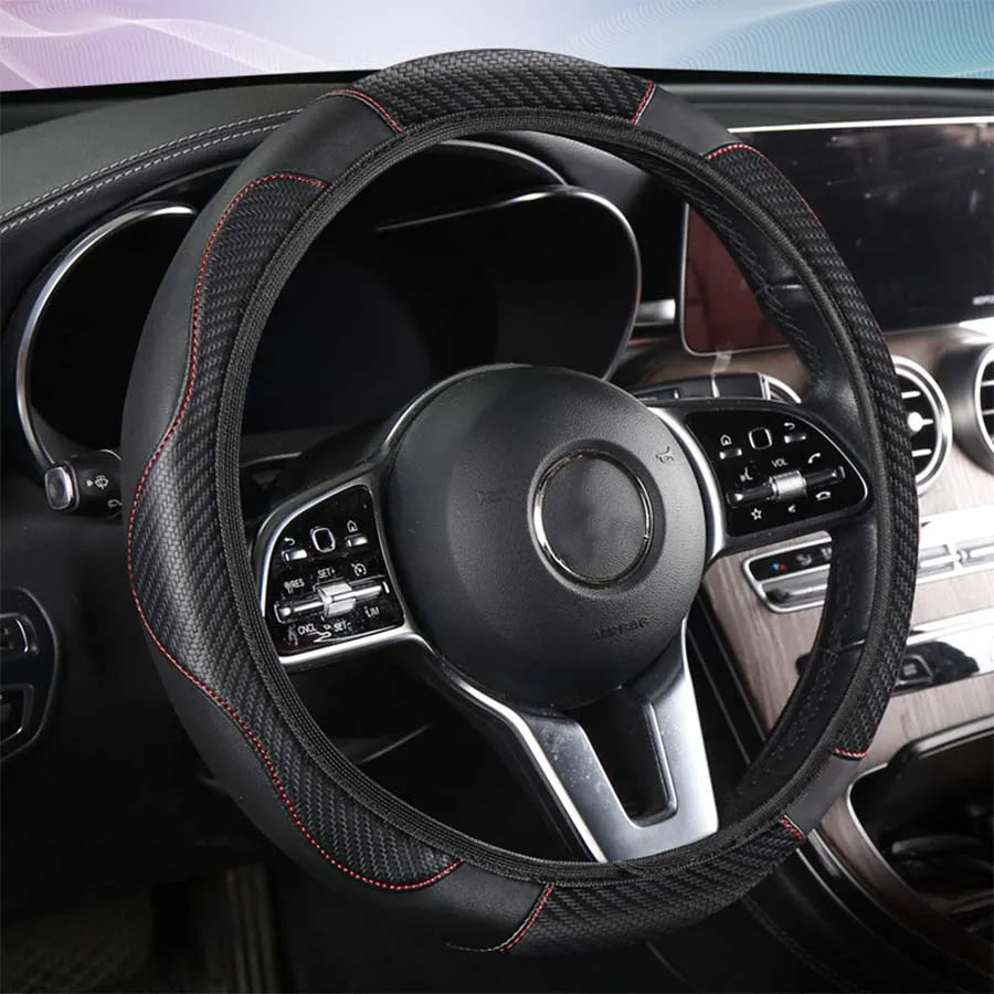Car Steering Wheel Cover Breathable Anti Slip PU Leather Steering Covers