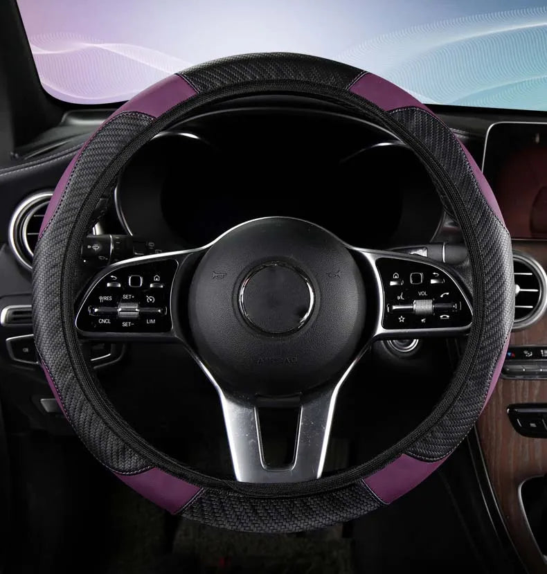 Car Steering Wheel Cover Breathable Anti Slip PU Leather Steering Covers