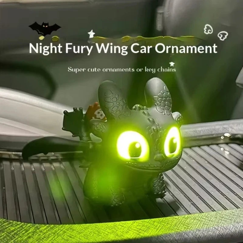 Genuine Cute Glowing Toothless Car Interior Ornament, Night Fury Wings Can Move Premium Automotive Accessory