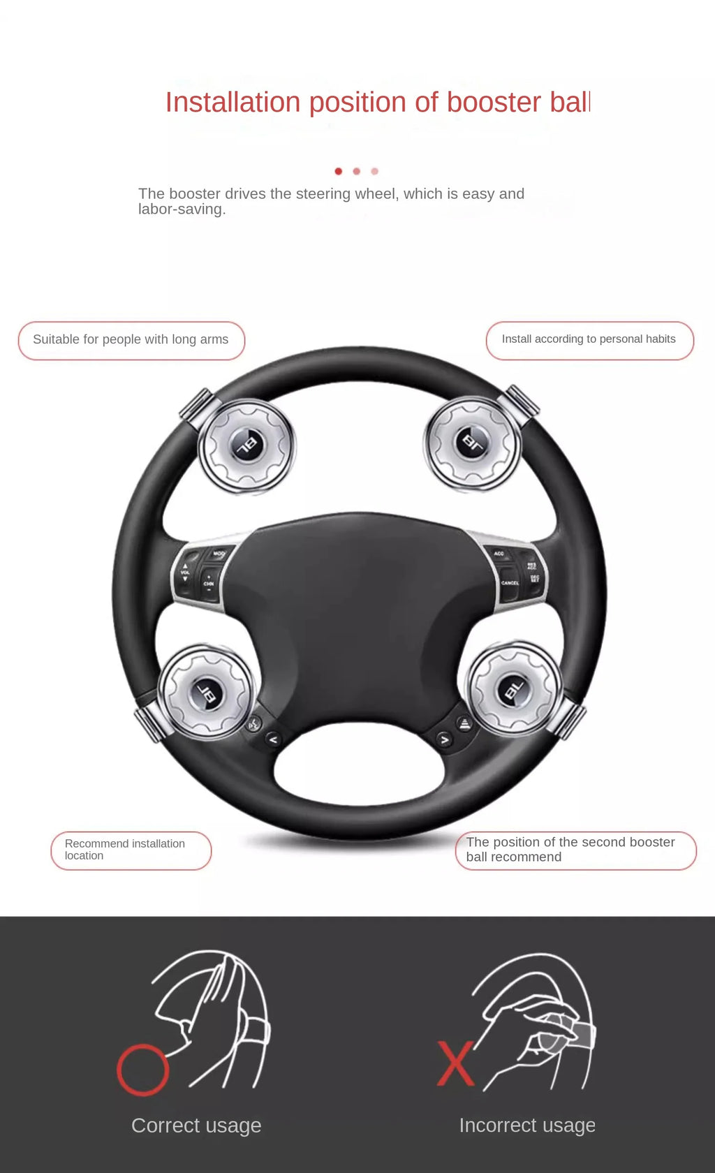 Car Steering Wheel Booster Ball Turning Spinner Knob Bearing Power Handle