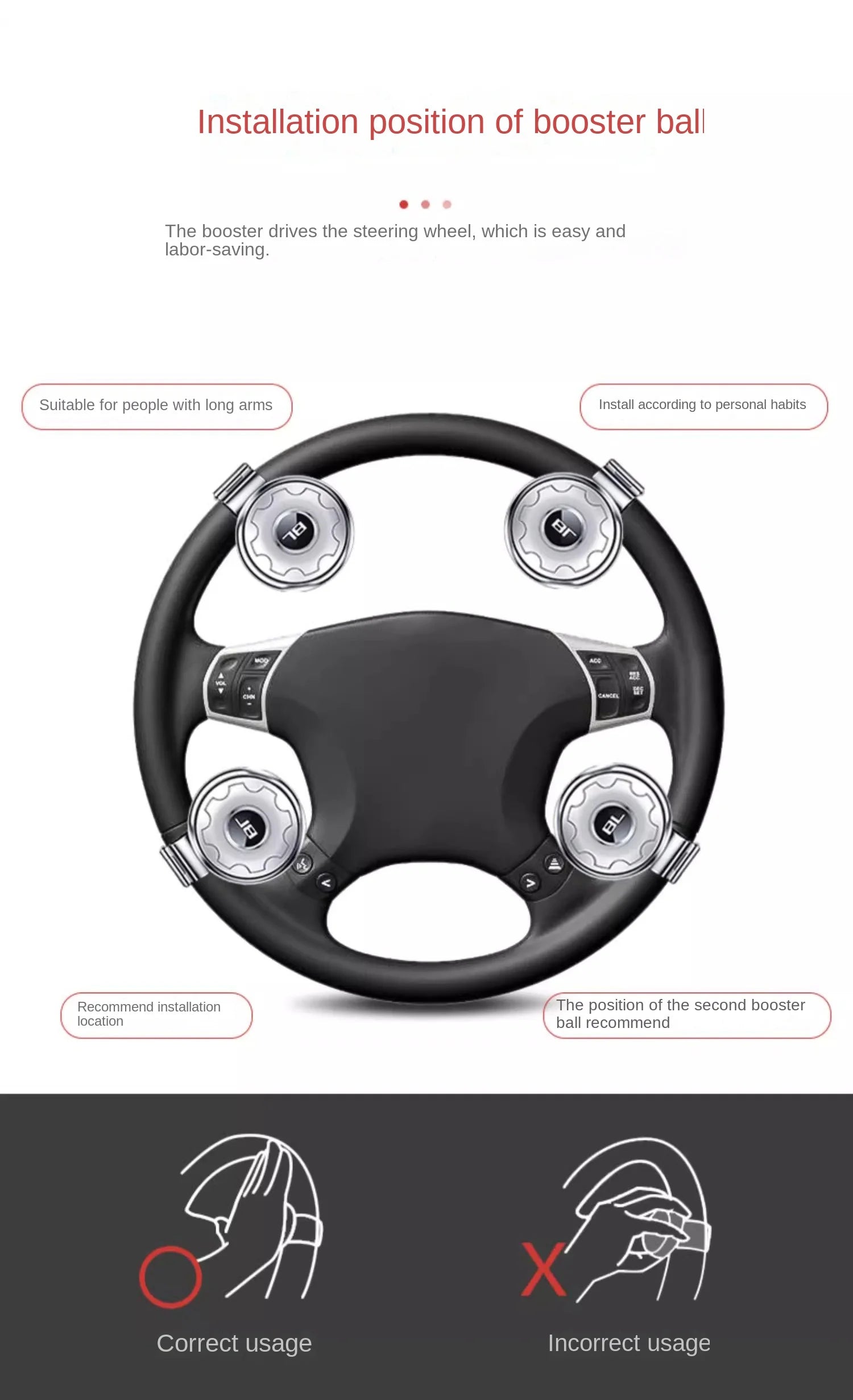 Car Steering Wheel Booster Ball Turning Spinner Knob Bearing Power Handle