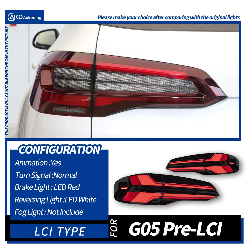 AKD Car Lights for BMW X5 G05 Led Tail Light 2018-2022 G05 Rear Lamp DRL Turn Signal Reverse Automotive Accessories