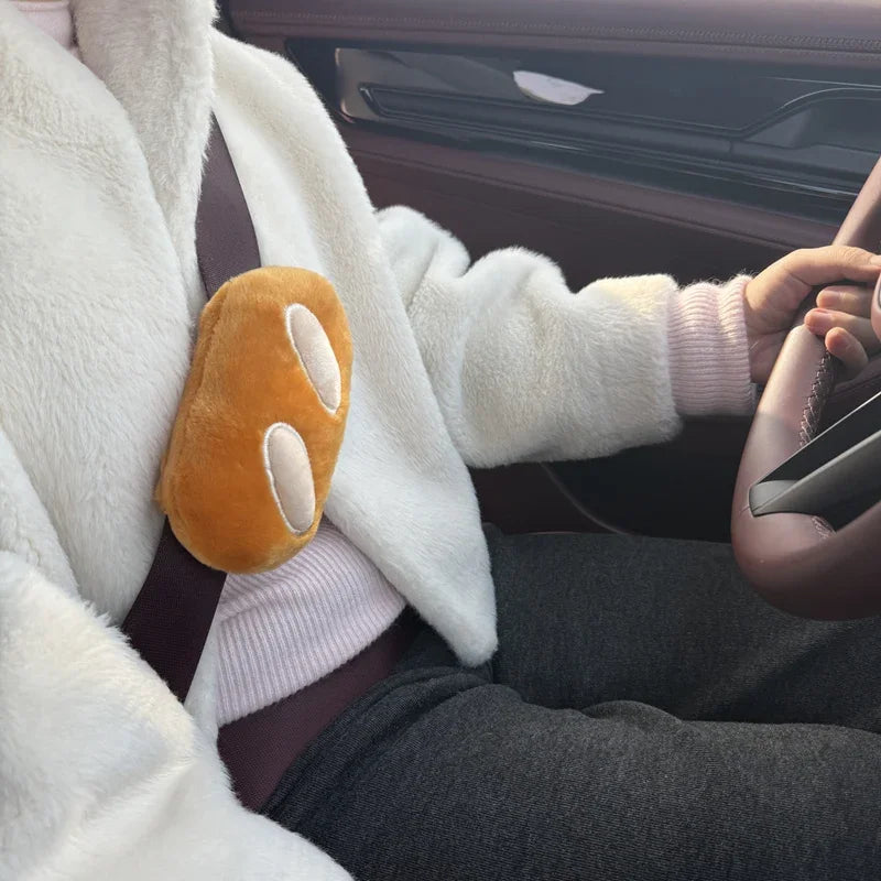 Cute Croissant Car Headrest Neck Pillow Plush Bread Seat Belt Cover Head