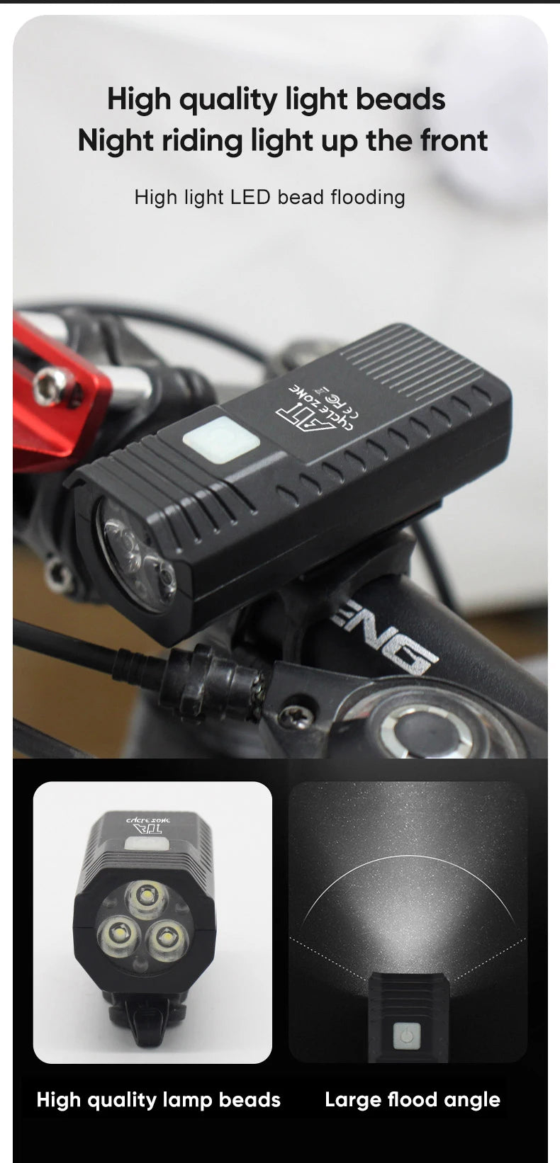 Bike Light Set Front Light with Taillight LED Rechargeable Bicycle Lights 3 Modes Headlight Easy to Install Night Cycling Lamp