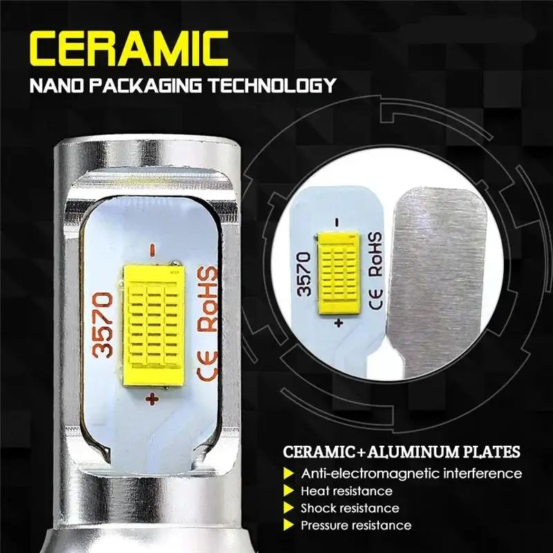 2PCS H4 H7 H11 LED Fog & Headlight Bulbs, 20000LM 6000K 12V, Compatible with H8 H9 H1 H3 9005 HB3 9006 HB4 for Driving Lamps