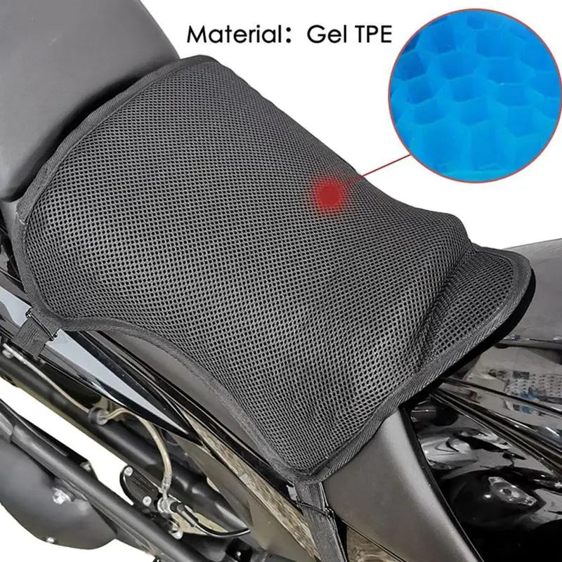 Motorcycle Gel Seat Cushion Breathable Heat Insulation Air Pad Cover Anti Slip