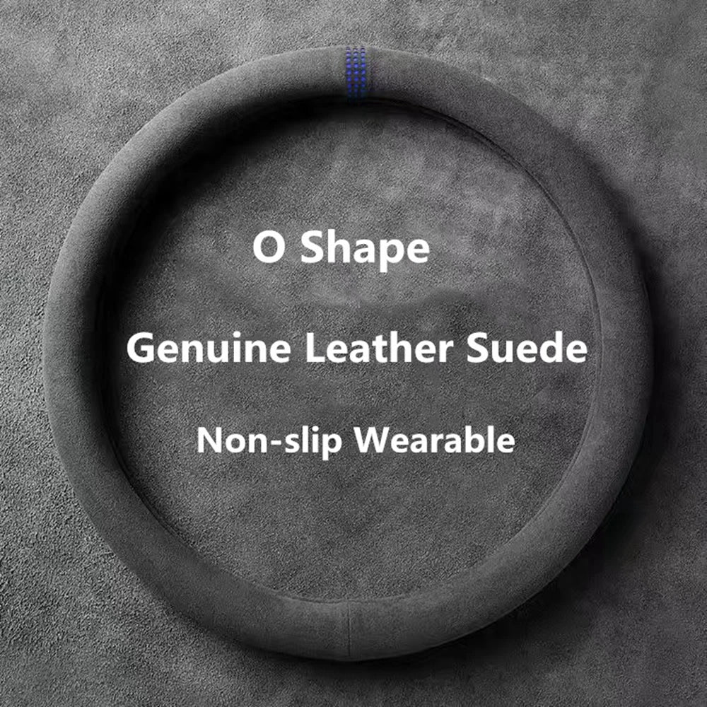 Car Steering Wheel Covers Cowhide Suede Steering Wheel Cover Wrap Universal