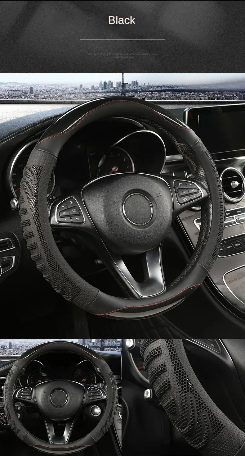 Three-dimensional Honeycomb Steering Wheel Cover Durable Leather Cover