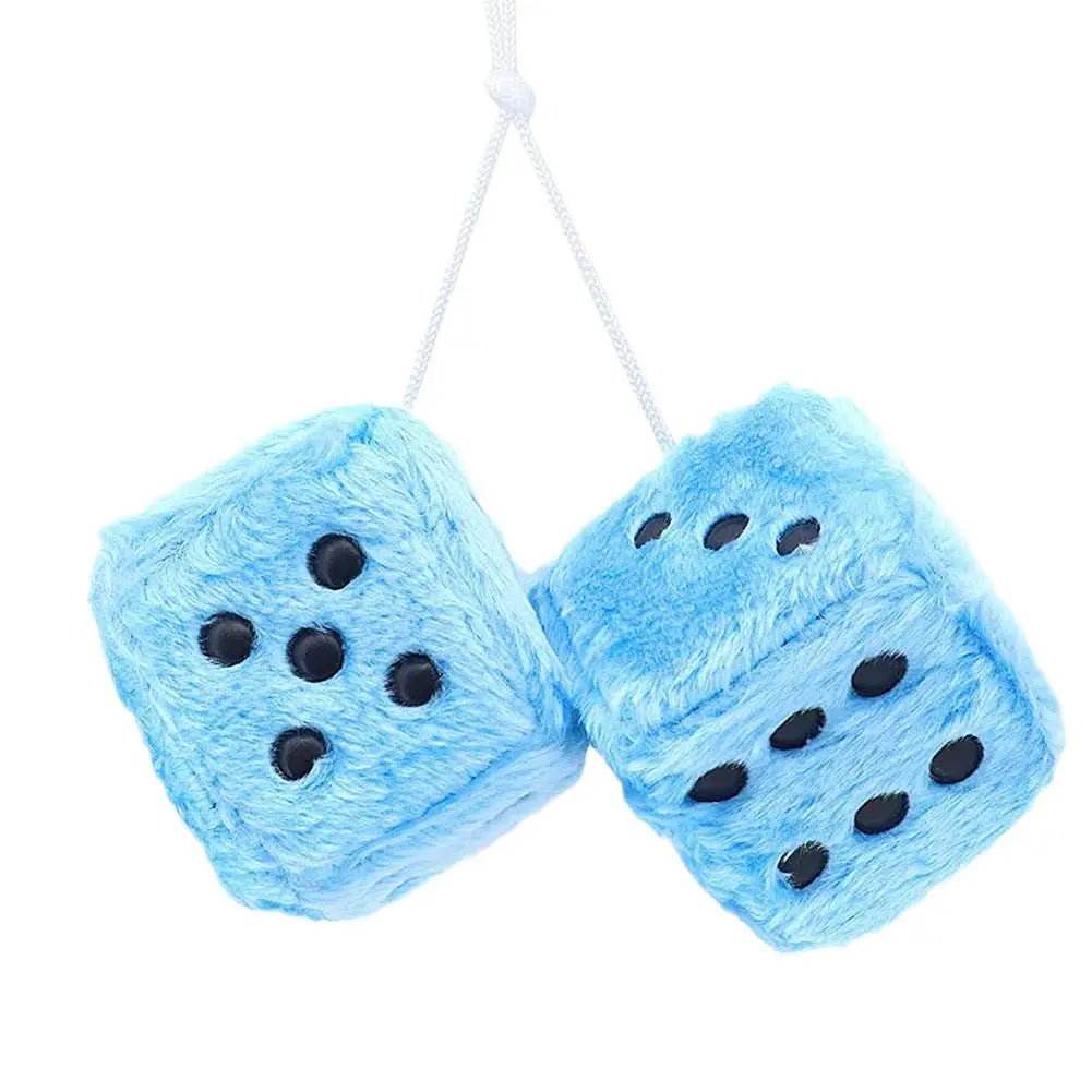 Big Long Hair Hot Stamping Dot Dice Plush Toy Cube Pendant Car Ornament Sieve Premium Automotive Accessory