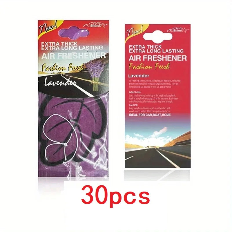 3-60pcs Car Air Freshener Natural Scented Tea Paper Auto Hanging Vanilla Perfume