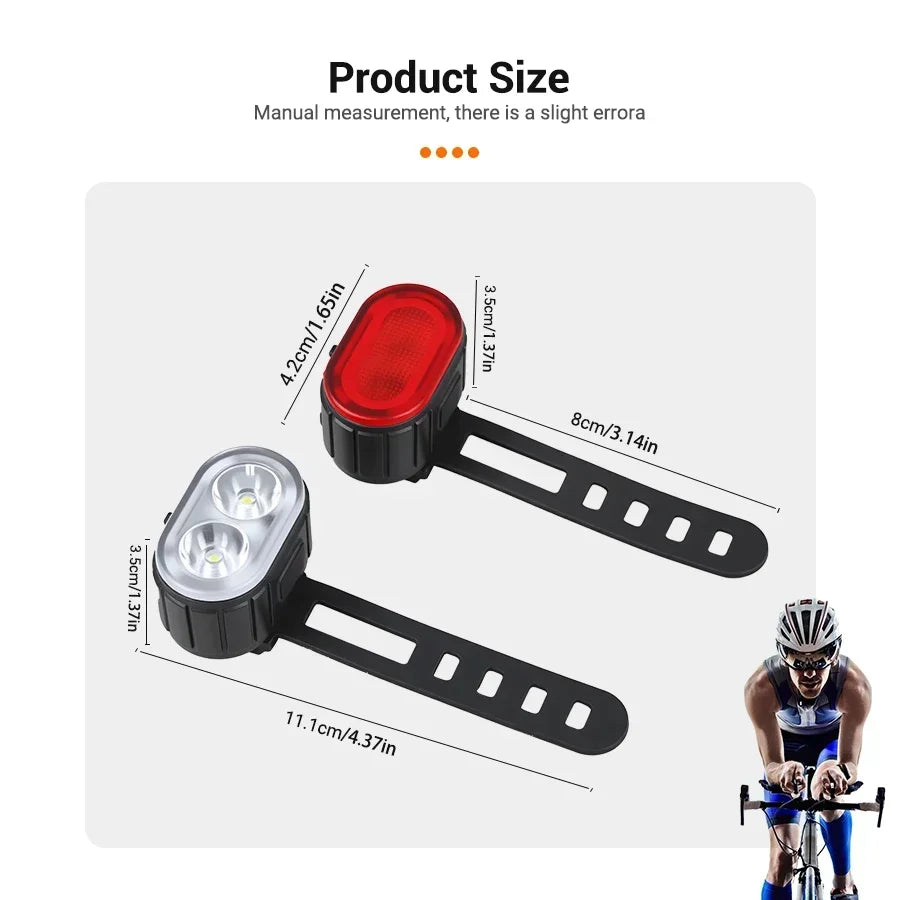 Cycling Bicycle Front Rear Light Set Bike Type C Rechargeable Flashlight Light MTB Waterproof Taillight LED Lantern Bike Parts