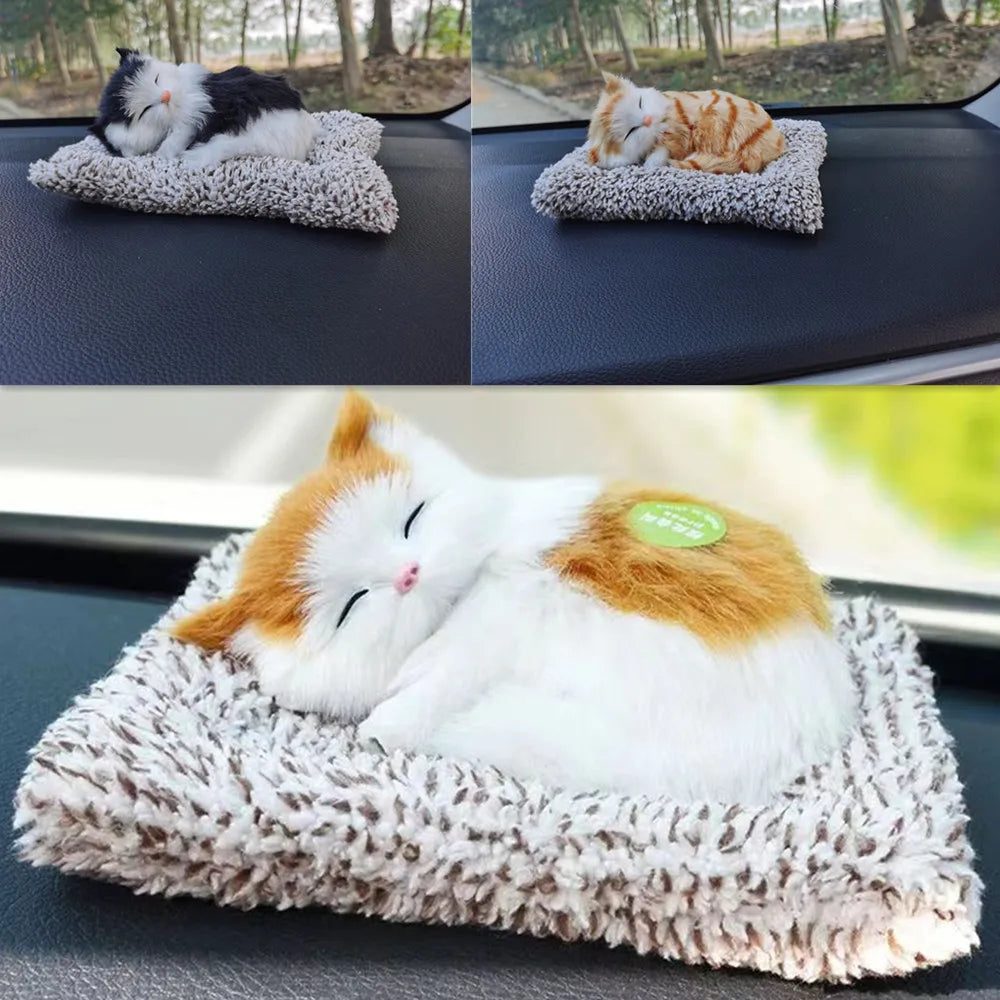 Car Ornaments Cute Simulation Sleeping Cats Decoration Automobiles Lovely Plush Premium Automotive Accessory