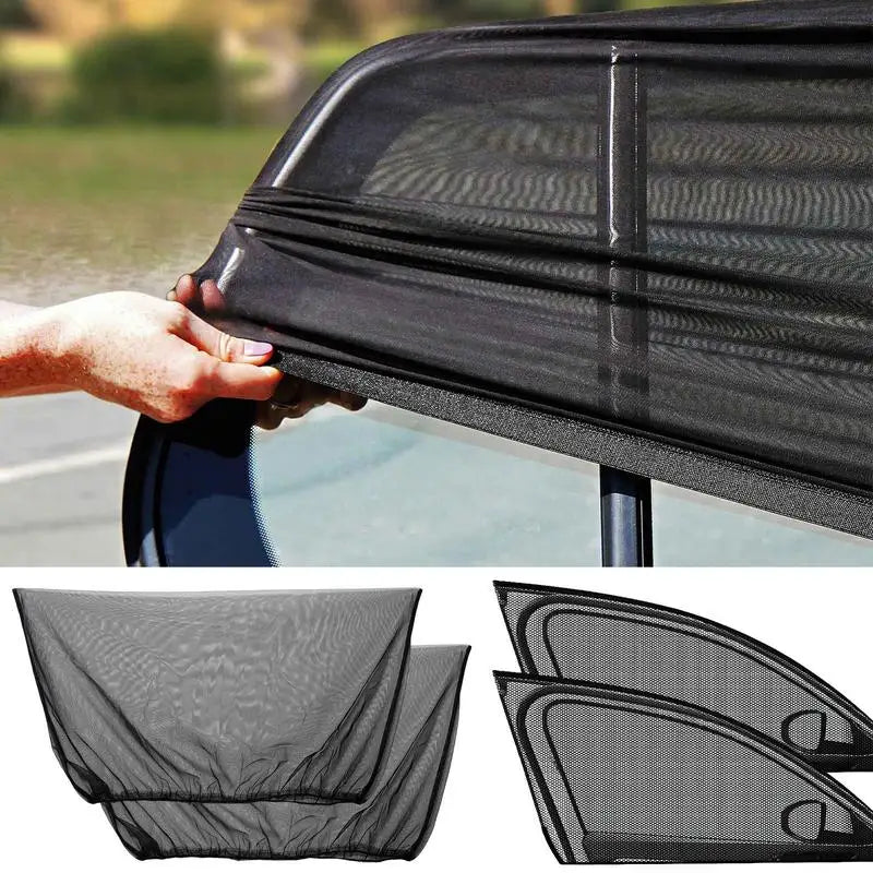 2pcs Car Rear Side Window Sunshade UV Protect Shield Mesh Prevent Mosquito