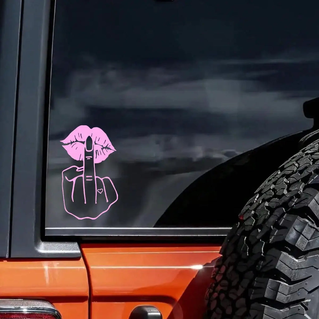 Funny Lips Middle Finger Car Decal, Waterproof Vinyl Sticker for Window Bumper, Premium Automotive Accessory