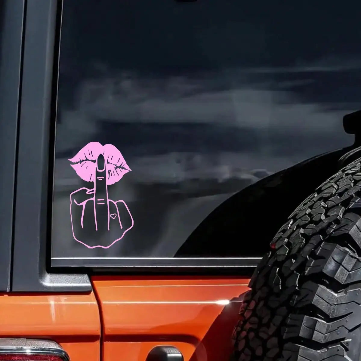 Funny Lips Middle Finger Car Decal, Waterproof Vinyl Sticker for Window Bumper, Premium Automotive Accessory