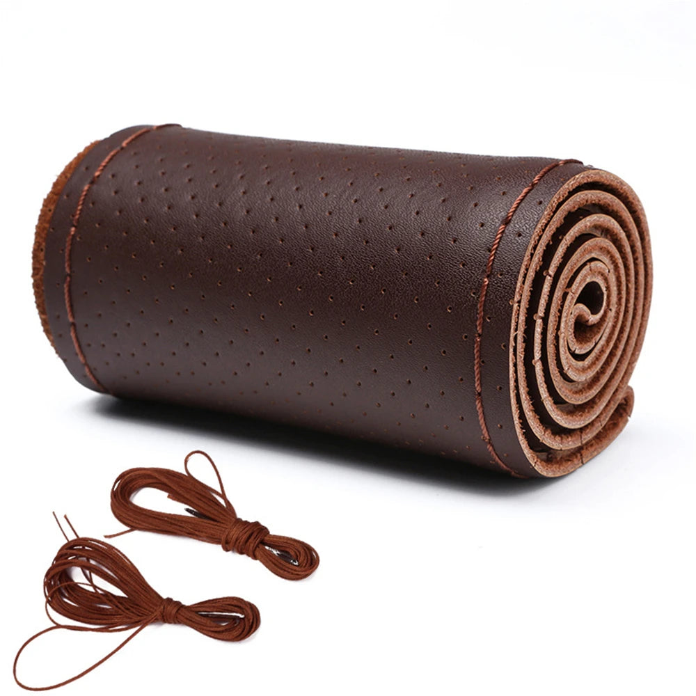 Steering Wheel Cover DIY Leather Braiding Cover Universal Lace Up