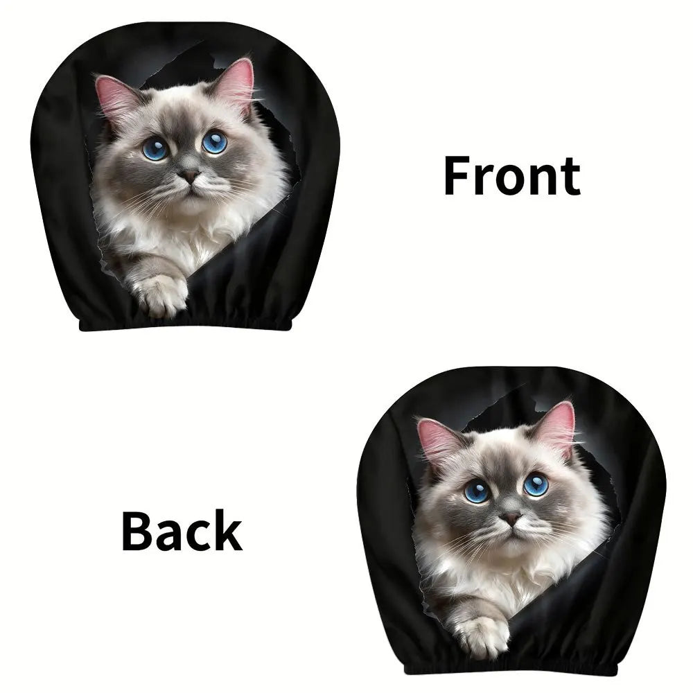 Cute Ragdoll Cat Covers 2 pcs Print Headrest Interior Protector Auto Vehicle