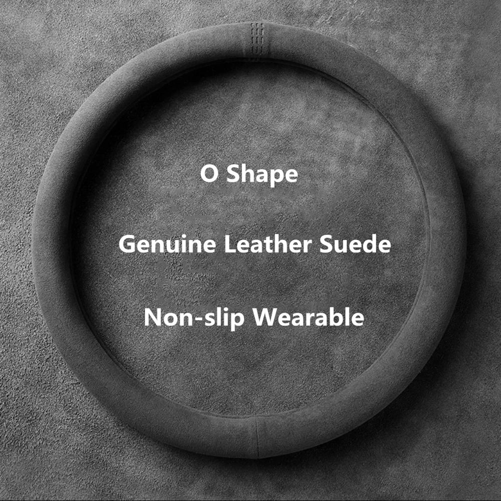 Car Steering Wheel Covers Cowhide Suede Steering Wheel Cover Wrap Universal