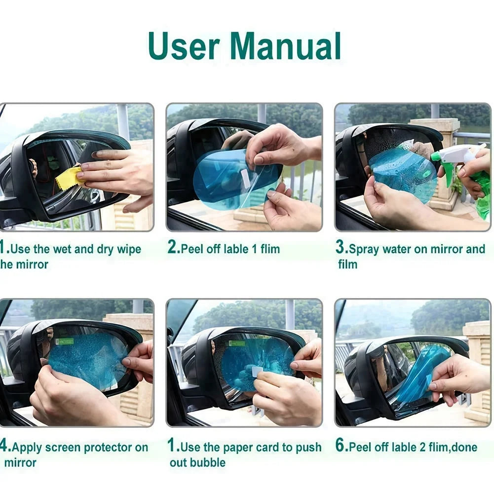 4pcs Car Rearview Mirror Protective Film Side Windows Sticker, Anti Fog Glare Premium Automotive Accessory