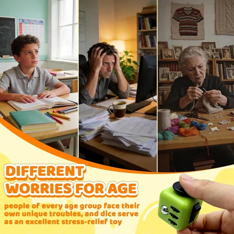 Fidget Stress Relief Dice Colorful Anti-Stress Fingertip Toys for Autism & Anxiety Relief
