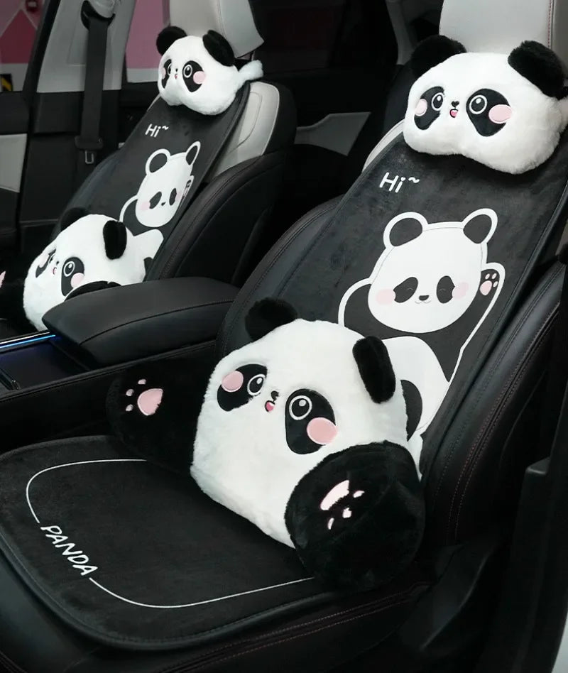 Car Headrest Neck Protection Pillow Cute Plush Panda Backrest in the Lumbar