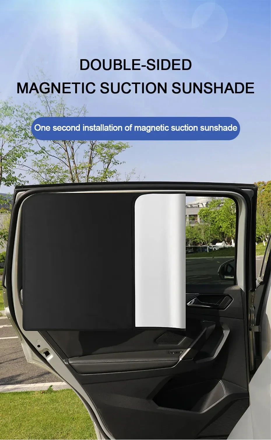 2Pcs Car Side Window Sun Shade Magnet Privacy Curtains UV Reflection Anti Glare